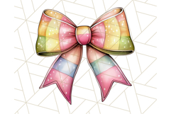 Watercolor Summer Bow Clipart PNG, Coquette Bright Bow Png Product Image 5