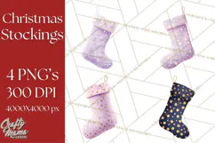 Christmas Stockings Clipart PNG, Festive Holiday Stockings Product Image 1