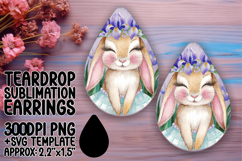 Sophisticated Teardrop Earrings Sublimation Art , Cute Bunny Product Image 1
