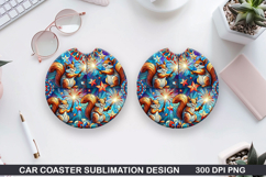 Raccoon Car Coaster Sublimation, 4th Of July Coaster PNG Product Image 1