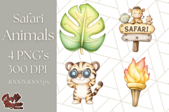 Jungle Safari Animals PNG Cute Pastel Wild Animal Clipart Product Image 1