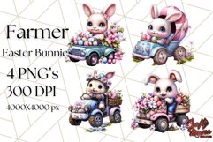 Easter Bunny Farm Clipart, Tractor Vehicle PNG Product Image 1
