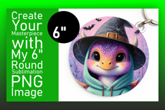 Whimsical Circle PNG Keychain Artwork , Halloween Dino Product Image 1