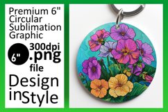 Sublimation PNG Round Keychain Design Circle Floral Product Image 1