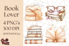 Cozy Book Lover Clipart PNG, Aesthetic Reading Graphics Product Image 1