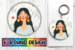 Beautiful Floral Woman Round Design PNG Product Image 1