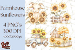 Rustic Sunflower Clipart, Soft Country Farmhouse Florals Png Product Image 1