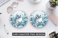 Seal Car Coaster Sublimation| Animal Coaster PNG Product Image 1