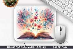 Book Flower Mouse Pad Sublimation, Animals Mouse Pad PNG Product Image 1