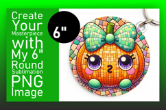 Whimsical Keychain Circle Design PNG , Cute Pumpkin Product Image 1