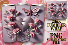 PRESENT OF SERENITY 20oz TUMBLER WRAP, 3D Heart Product Image 1