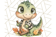 Fall Dinosaur PNG Clipart with Autumn Elements, Cute Dino Product Image 5