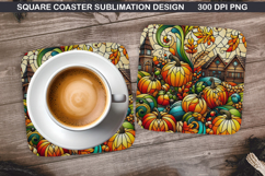 Pumpkin Coaster Sublimation, Halloween Coaster PNG Design Product Image 1