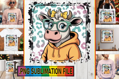 Joyful TSHIRT Designs Art PNG, Cute Cow Product Image 1