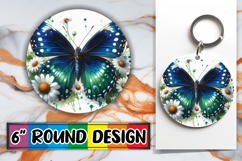 Blissful Round Keychains PNG, Butterfly Product Image 1