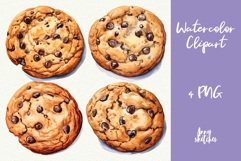 4 Chocolate Chip Cookies Sublimation Baking PNG Product Image 1