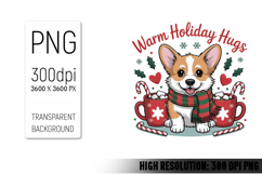 Cute Christmas Dog, Animal Sublimation Clipart PNG Product Image 1