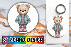 Radiant Sublimation Circle Ornaments PNG, Teddy Bear Product Image 1