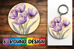 Charming Keychain Round Design PNG , Beauty Flower Product Image 1