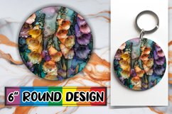 Opulent Floral Gold Sublimation Keychains Product Image 1