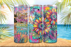 Don't worry beach happy sunflower Tumbler Wrap PNG Sublimati Product Image 1