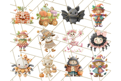 Kawaii Halloween Clipart Cute Kids and Candy Elements Png Product Image 5