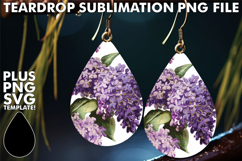 Radiant Teardrop Earrings Gift PNG, Flower Pattern Product Image 1