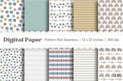 10 Boho Flowers Pattern, Boho Rainbow Digital Paper, Arrow Product Image 1