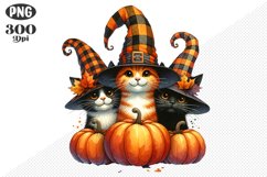 Halloween Cat And Pumpkin Sublimation - Clipart PNG Design Product Image 1