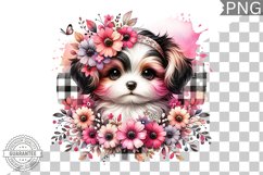 Dog With Flowers Sublimation - Clipart PNG Design Product Image 1