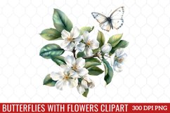 Butterflies With Flowers Clipart Product Image 1