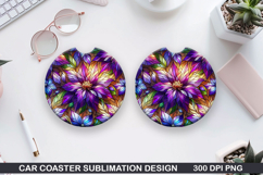 Flower Car coaster sublimation, Summer Coaster PNG Design Product Image 1