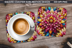 Flowers Coaster Sublimation, Spring Coaster PNG Design Product Image 1