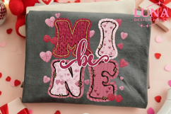 Faux Knitted Yarn Texture Be Mine Valentine PNG Product Image 2