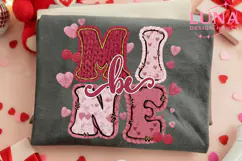 Faux Knitted Yarn Texture Be Mine Valentine PNG Product Image 2