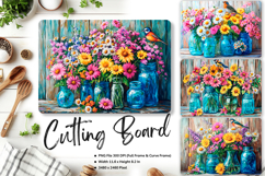 Mason Jars Flower Cutting Board Kitchen Chopping Board_97 Product Image 1