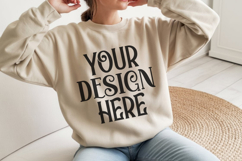 Sand Gildan 18000 Sweatshirt Model Mockups, Product Image 1