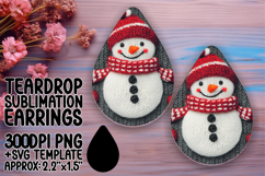 Elegant Teardrop Earrings Design PNG , Snowman Product Image 1
