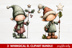 Whimsical Elf Clipart | Cute Christmas Elf PNG Illustration Product Image 1