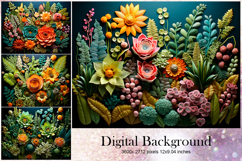 Flower Background Wallpaper Backdrop Wallart_97 Product Image 1
