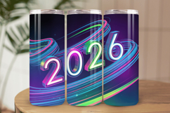 Festive Happy New Year Tumbler Wrap 2026: 20oz Skinny Tumble Product Image 1