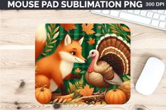 Watercolor Turkey Mouse Pad Sublimation -Thanksgiving PNG Product Image 1