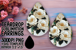 Sophisticated Teardrop Earrings Sublimation Template , 3D Fl Product Image 1
