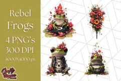 Floral Punk Frogs PNG - Neon Reble Grunge Amphibians Clipart Product Image 1