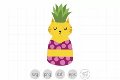Summer Cat in Bikini Svg, Pineapple Svg, Funny Cat svg Product Image 1