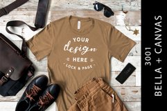 Men's Pebble Brown Bella Canvas 3001 TShirt Mockup Product Image 1