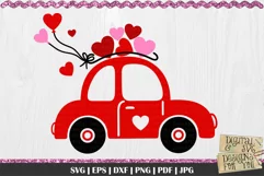Love Bug Car with Hearts SVG | Valentines Car SVG | Love Car Product Image 1