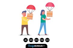 Men and Women Catching Parcel Box Product Image 1