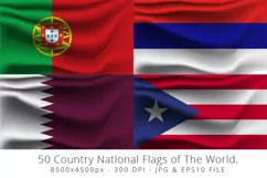 Realistic waving 50 Country National Flags of The World. Product Image 10