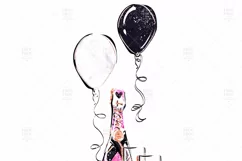 Pink Birthday Girl Party Presents Cake Champagne Clip Art Product Image 7